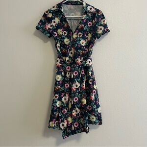 Floral Velvet Inspired Floral Print Women's Dress